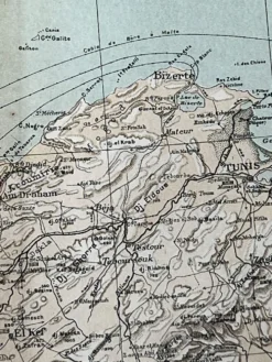 Carte ancienne Algérie et Tunisie 72,5x47cm