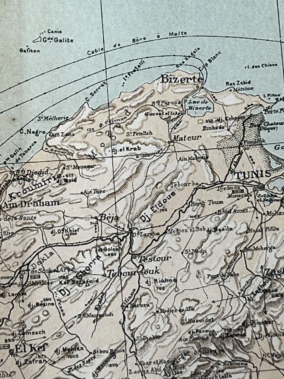 Carte ancienne Algérie et Tunisie 72,5x47cm