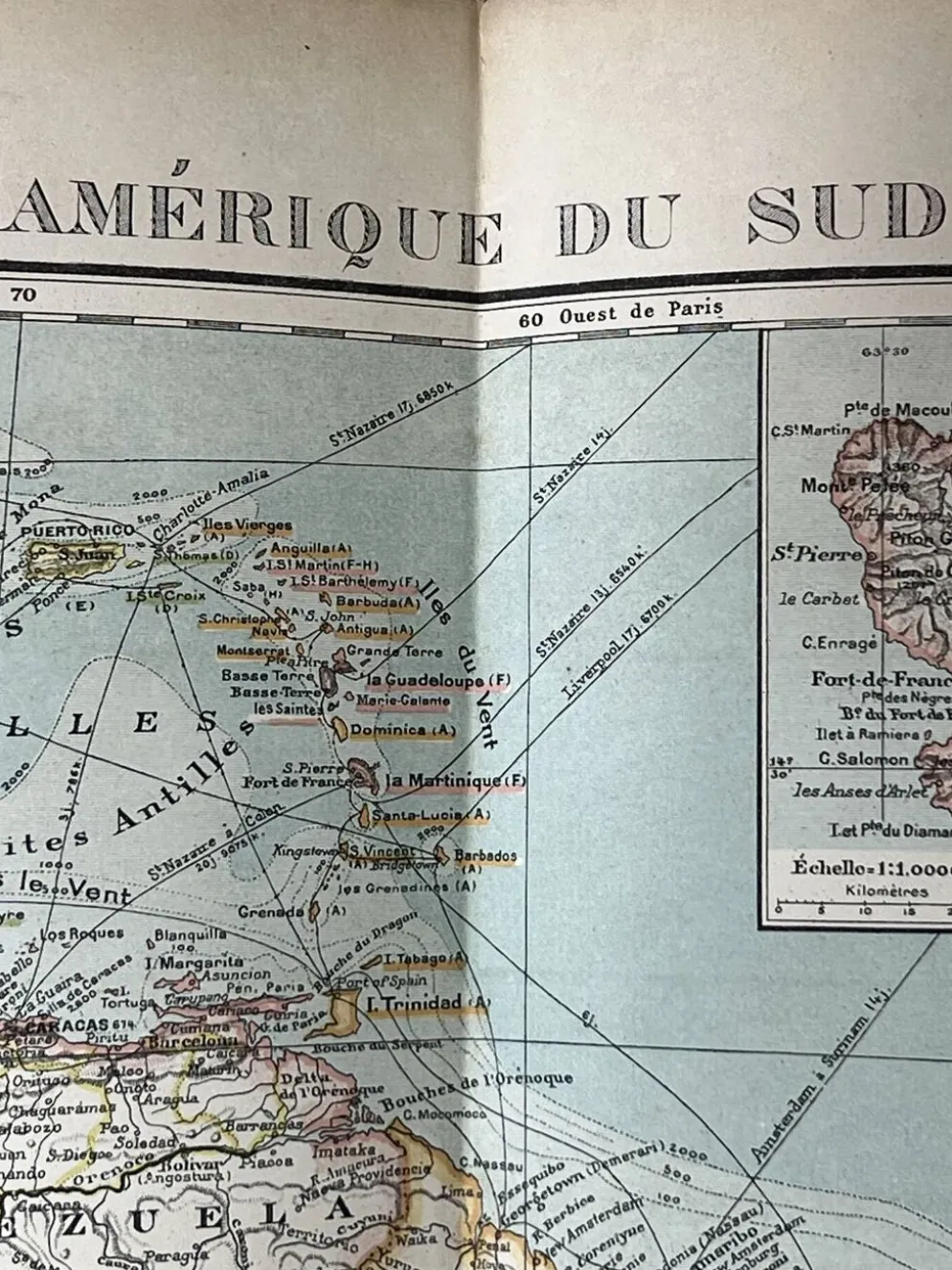Carte ancienne Amérique du Sud 67x54cm