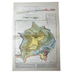 Carte ancienne Bassin Parisien géologique 55x37,5cm