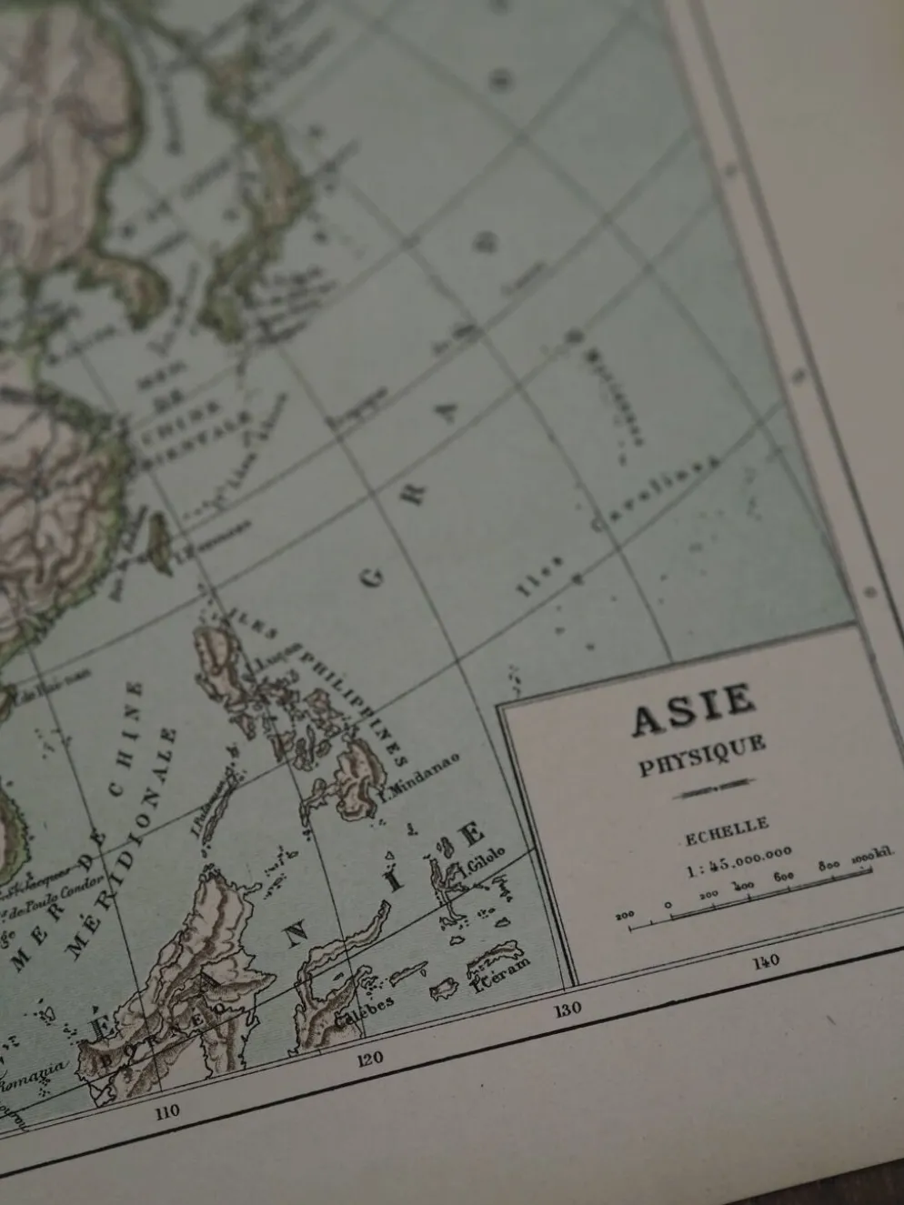 Carte ancienne de l’Asie 1887 – Carte géographique vintage