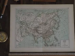 Carte ancienne de l’Asie 1887 – Carte géographique vintage