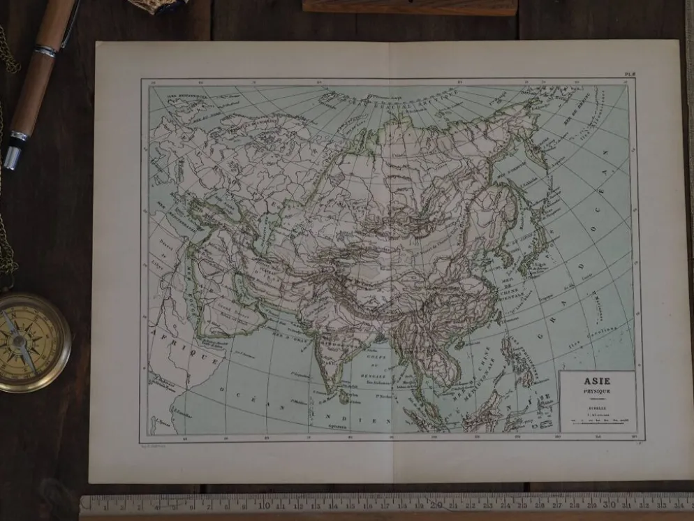 Carte ancienne de l’Asie 1887 – Carte géographique vintage