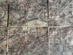 Carte ancienne entoilée des environs de Paris, 1893