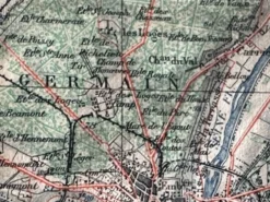 Carte ancienne entoilée des environs de Paris, 1893