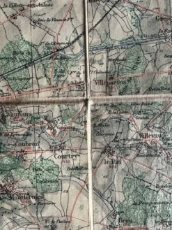 Carte ancienne entoilée des environs de Paris, 1893