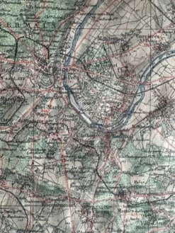 Carte ancienne entoilée des environs de Paris, 1893
