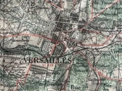 Carte ancienne entoilée des environs de Paris, 1893