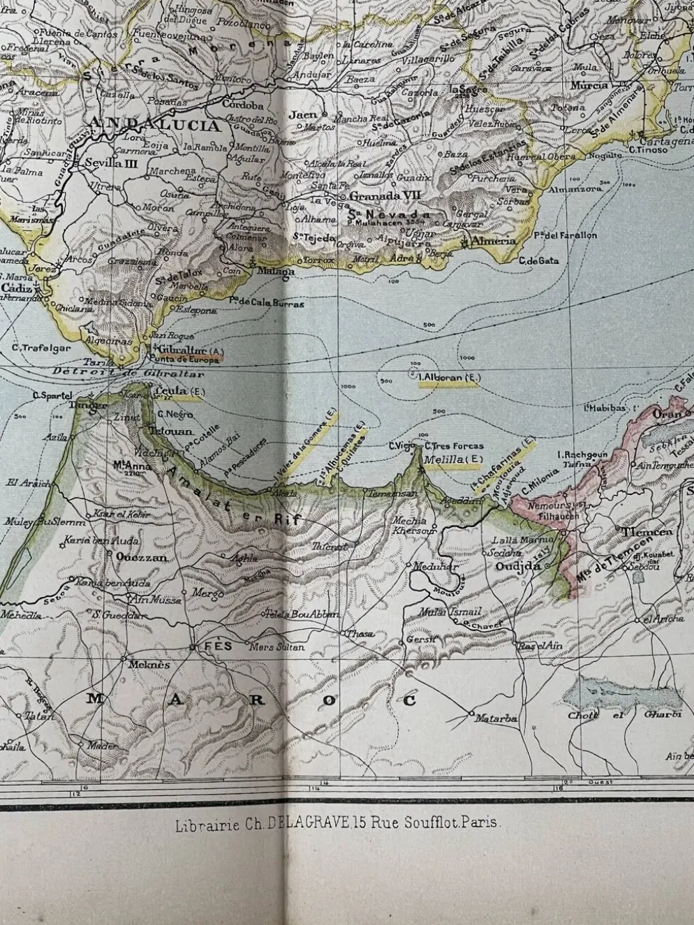 Carte ancienne Espagne et Portugal 55x37,5cm