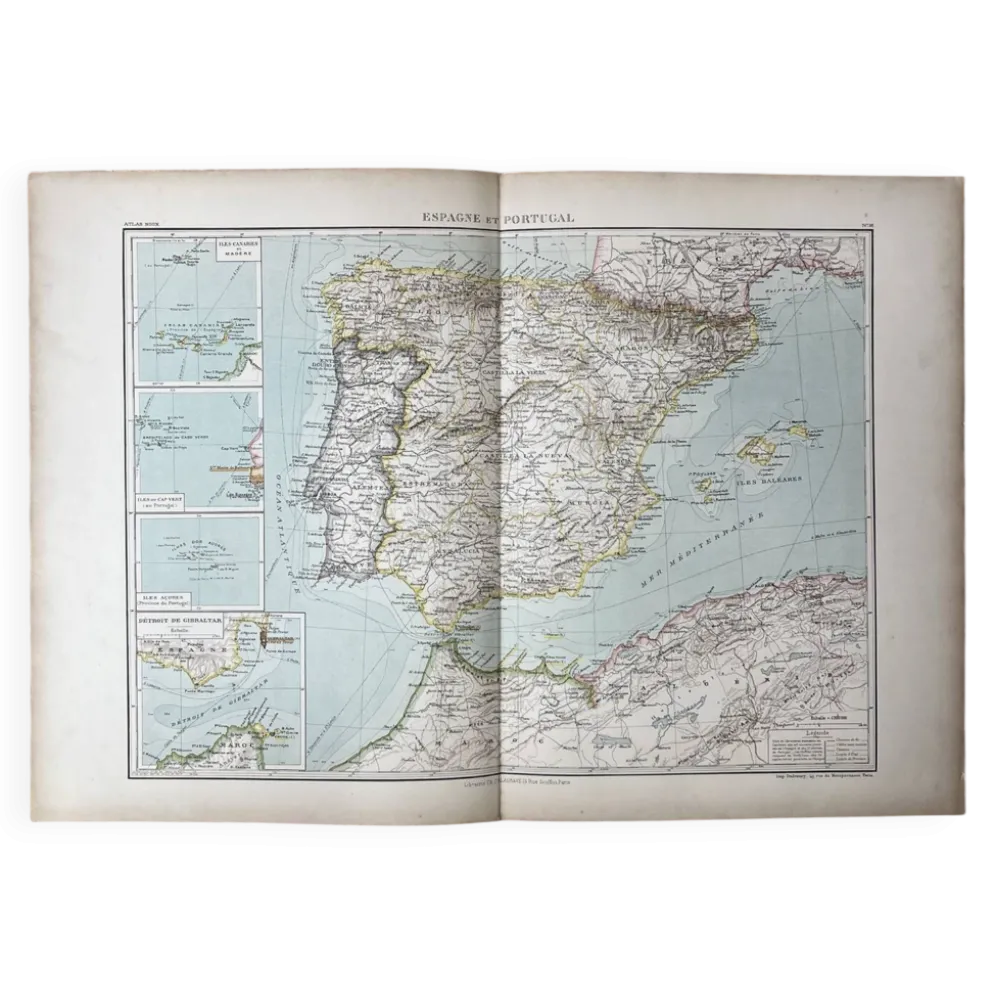 Carte ancienne Espagne et Portugal 55x37,5cm