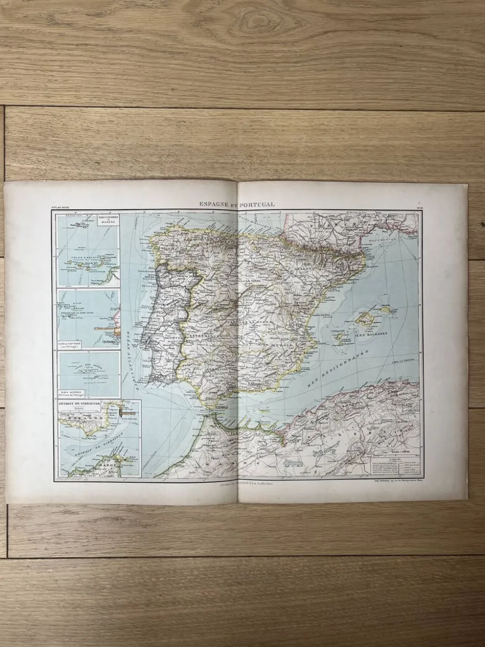 Carte ancienne Espagne et Portugal 55x37,5cm