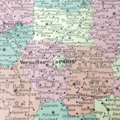 Carte ancienne France et ses départements en 1950 43x43cm