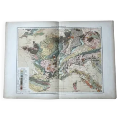 Carte ancienne France géologique 54x37,5cm