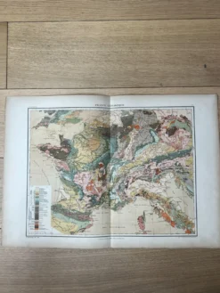 Carte ancienne France géologique 54x37,5cm