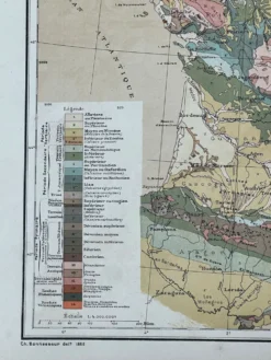 Carte ancienne France géologique 54x37,5cm