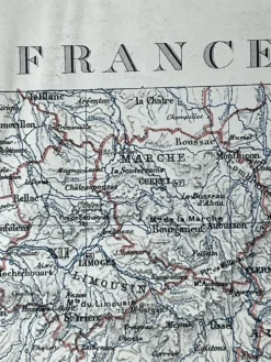 Carte ancienne France Sud régions 71,5x53cm