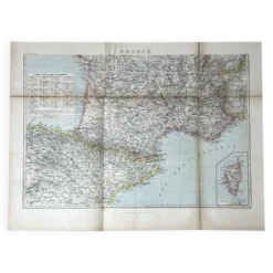 Carte ancienne France Sud régions 71,5x53cm