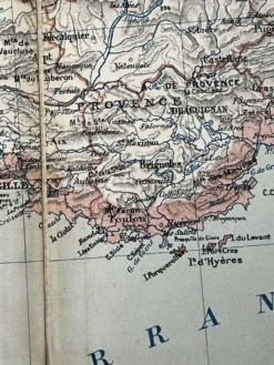 Carte ancienne France Sud régions 71,5x53cm