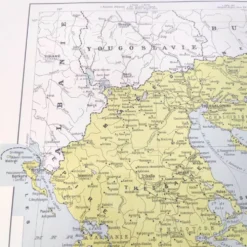 Carte ancienne Grèce Crète 43x43cm de 1950