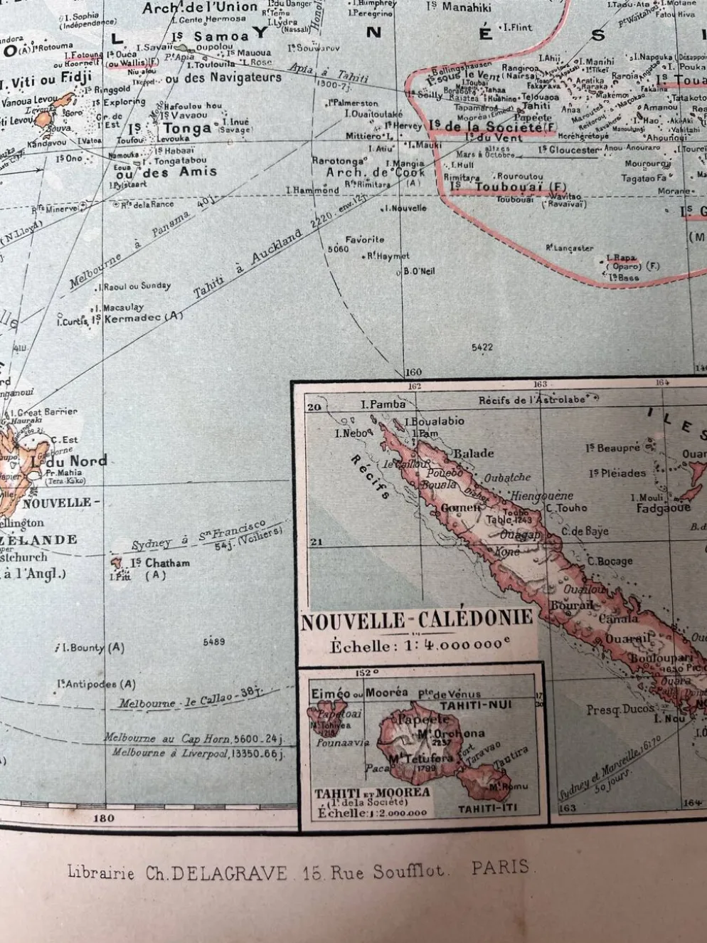Carte ancienne Océanie 69x48cm
