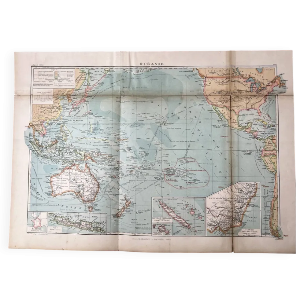 Carte ancienne Océanie 69x48cm