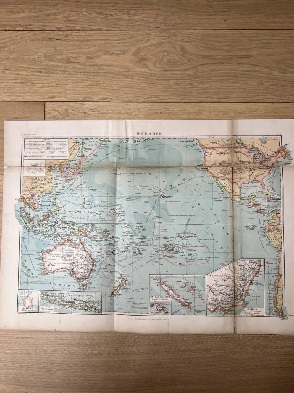 Carte ancienne Océanie 69x48cm