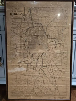 Carte ancienne Orléans sous cadre vitré