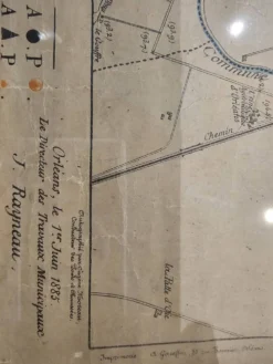 Carte ancienne Orléans sous cadre vitré