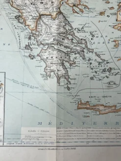 Carte ancienne Péninsule des Balkans 69x54cm