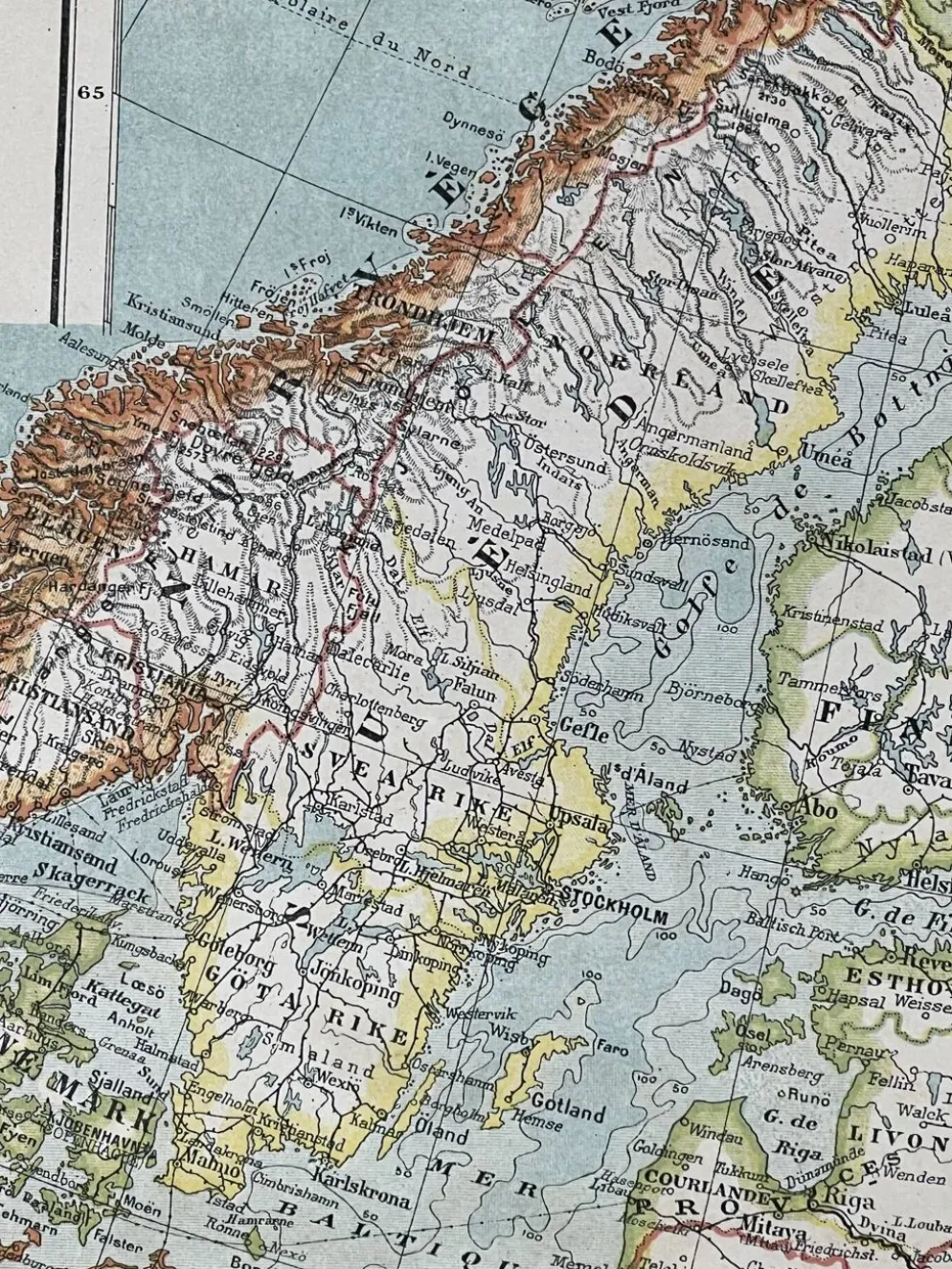 Carte ancienne Russie Suède Norvège 49x37,5cm