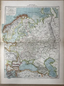 Carte ancienne Russie Suède Norvège 49x37,5cm