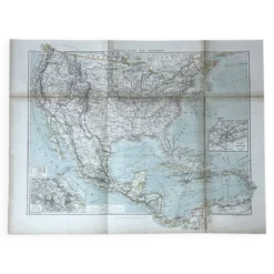 Carte ancienne États Unis et Mexique 70,5x53cm