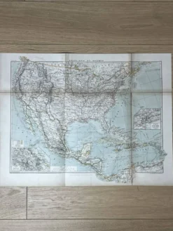 Carte ancienne États Unis et Mexique 70,5x53cm