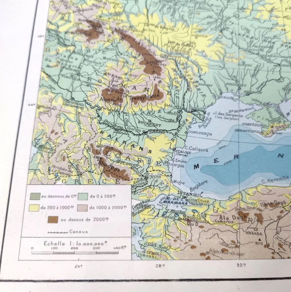 Carte ancienne Urss et Finlande 43x43cm de 1950