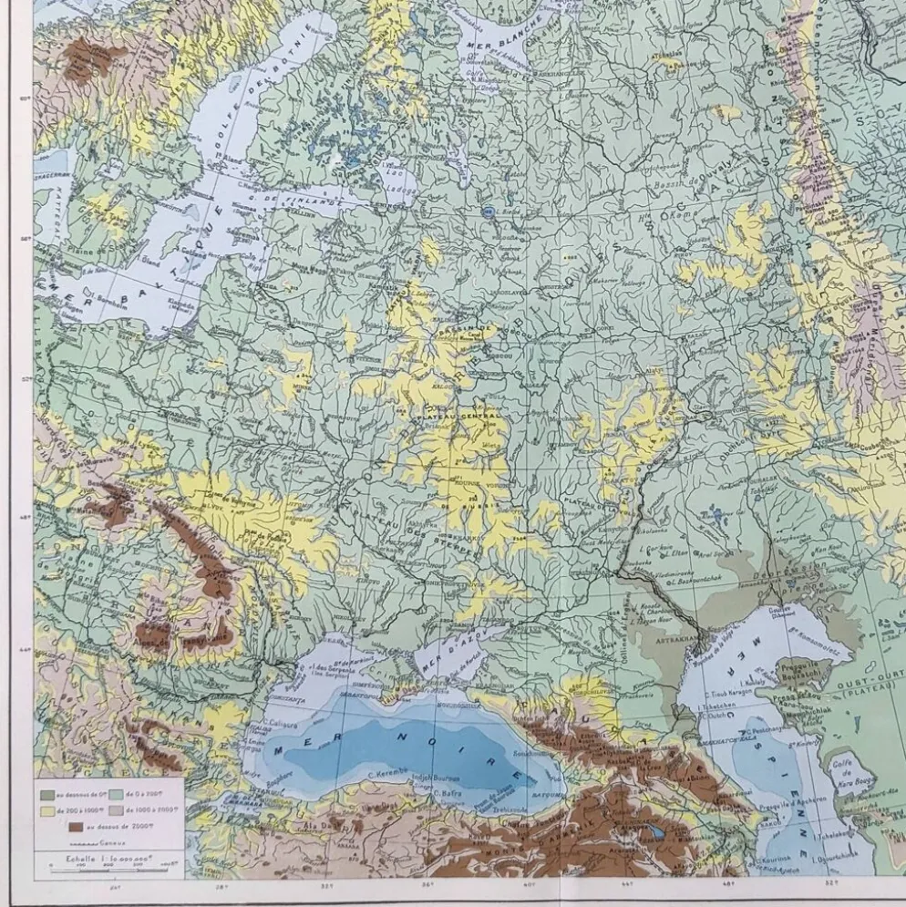 Carte ancienne Urss et Finlande 43x43cm de 1950