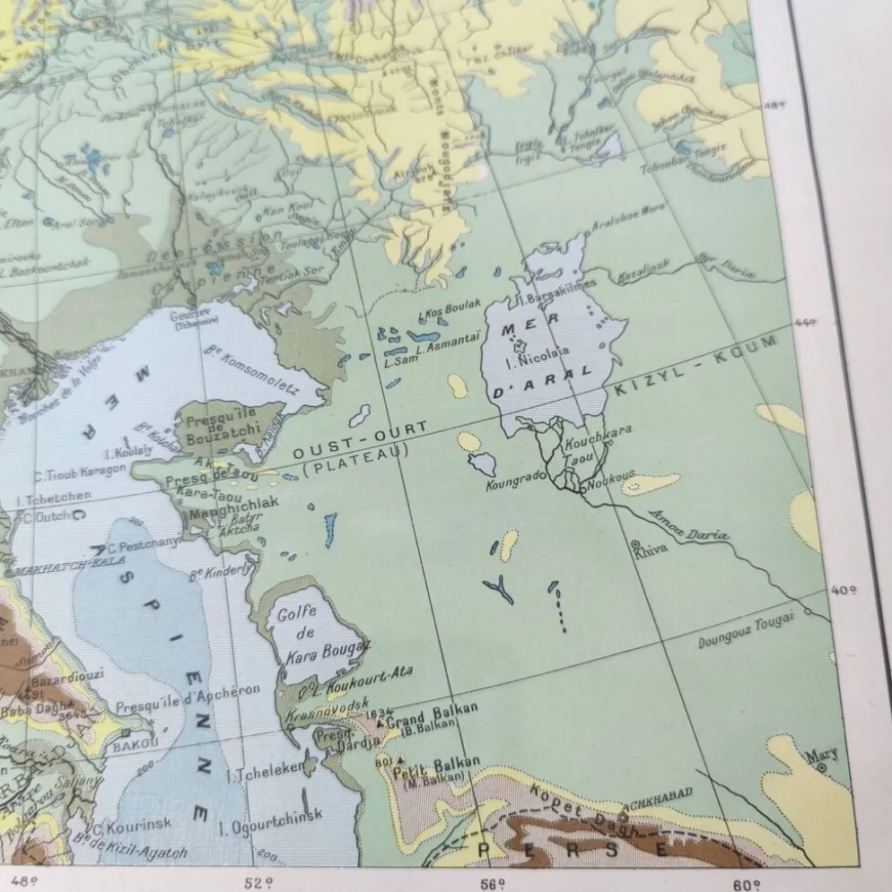 Carte ancienne Urss et Finlande 43x43cm de 1950