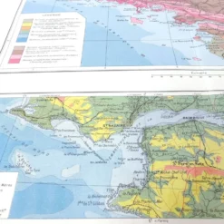 Carte Bretagne et estuaire Loire 43x43cm vintage de 1950