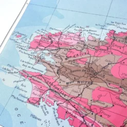 Carte Bretagne et estuaire Loire 43x43cm vintage de 1950