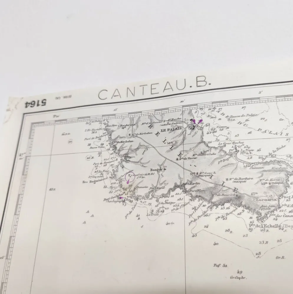 Carte côte ouest France de Belle île à l’île D’Yeu