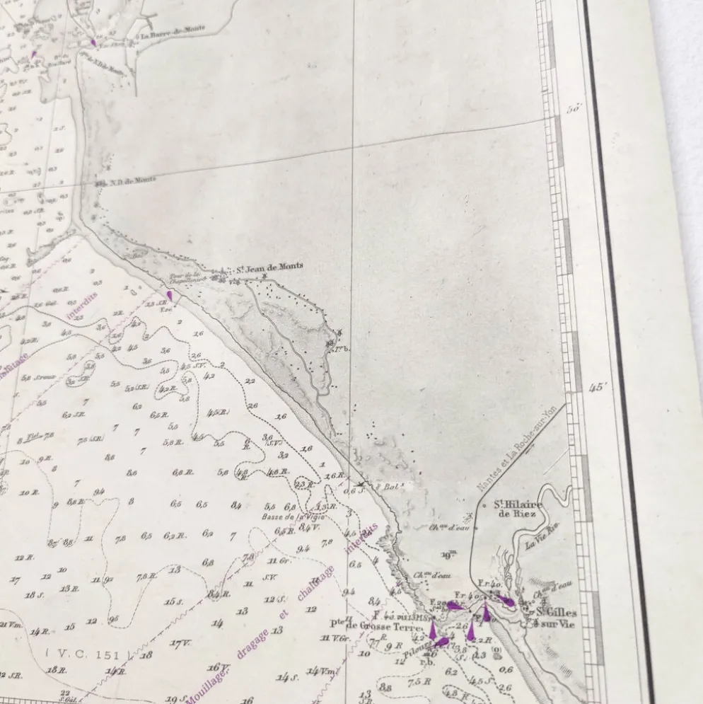 Carte côte ouest France de Belle île à l’île D’Yeu