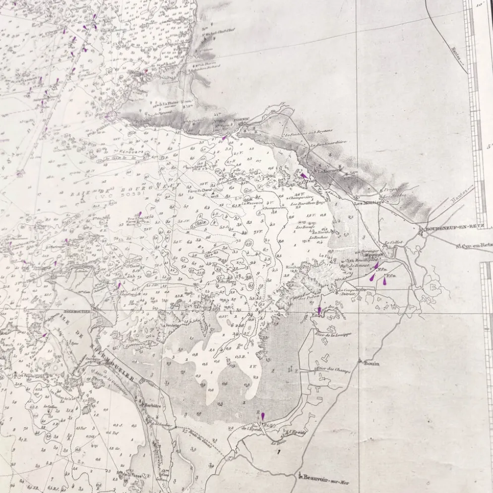Carte côte ouest France de Belle île à l’île D’Yeu