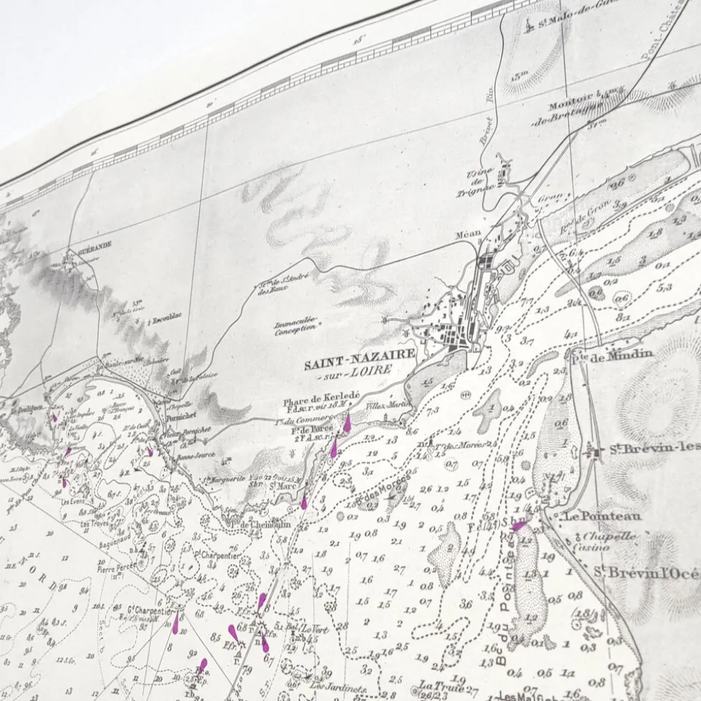Carte côte ouest France de Belle île à l’île D’Yeu