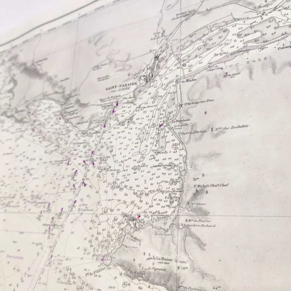 Carte côte ouest France de Belle île à l’île D’Yeu