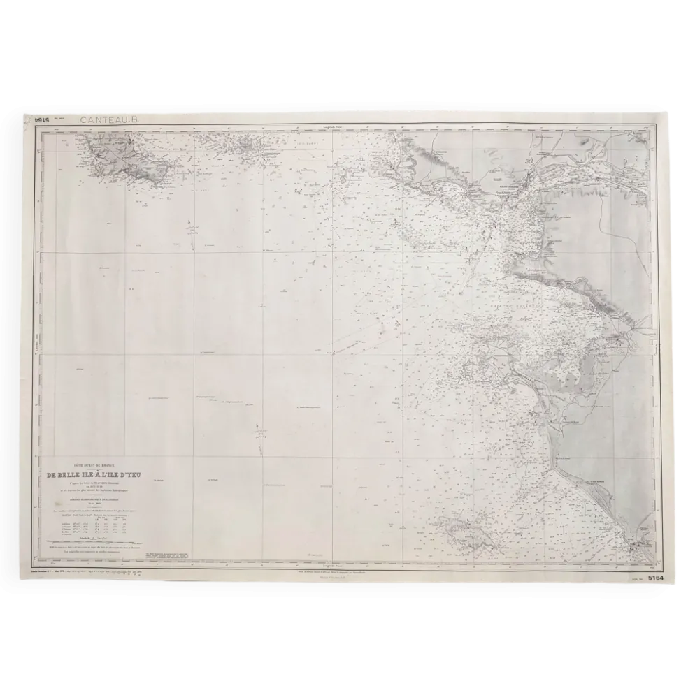 Carte côte ouest France de Belle île à l’île D’Yeu