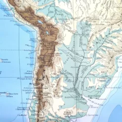 Carte de Amérique du Sud vintage de 1950