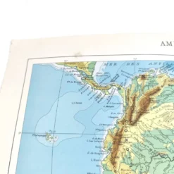 Carte de Amérique du Sud vintage de 1950