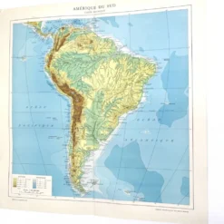 Carte de Amérique du Sud vintage de 1950