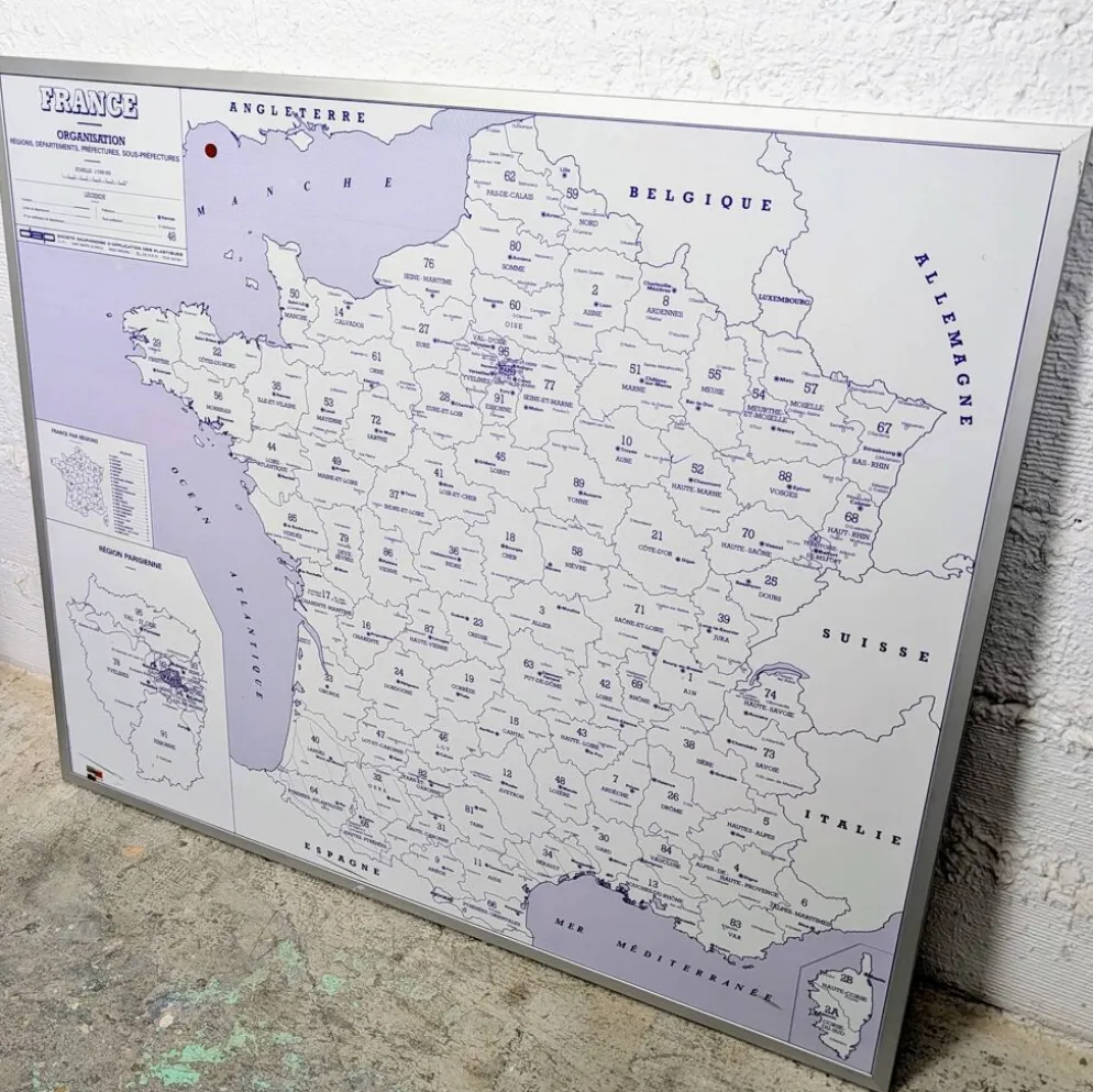 Carte de France administrative encadrée