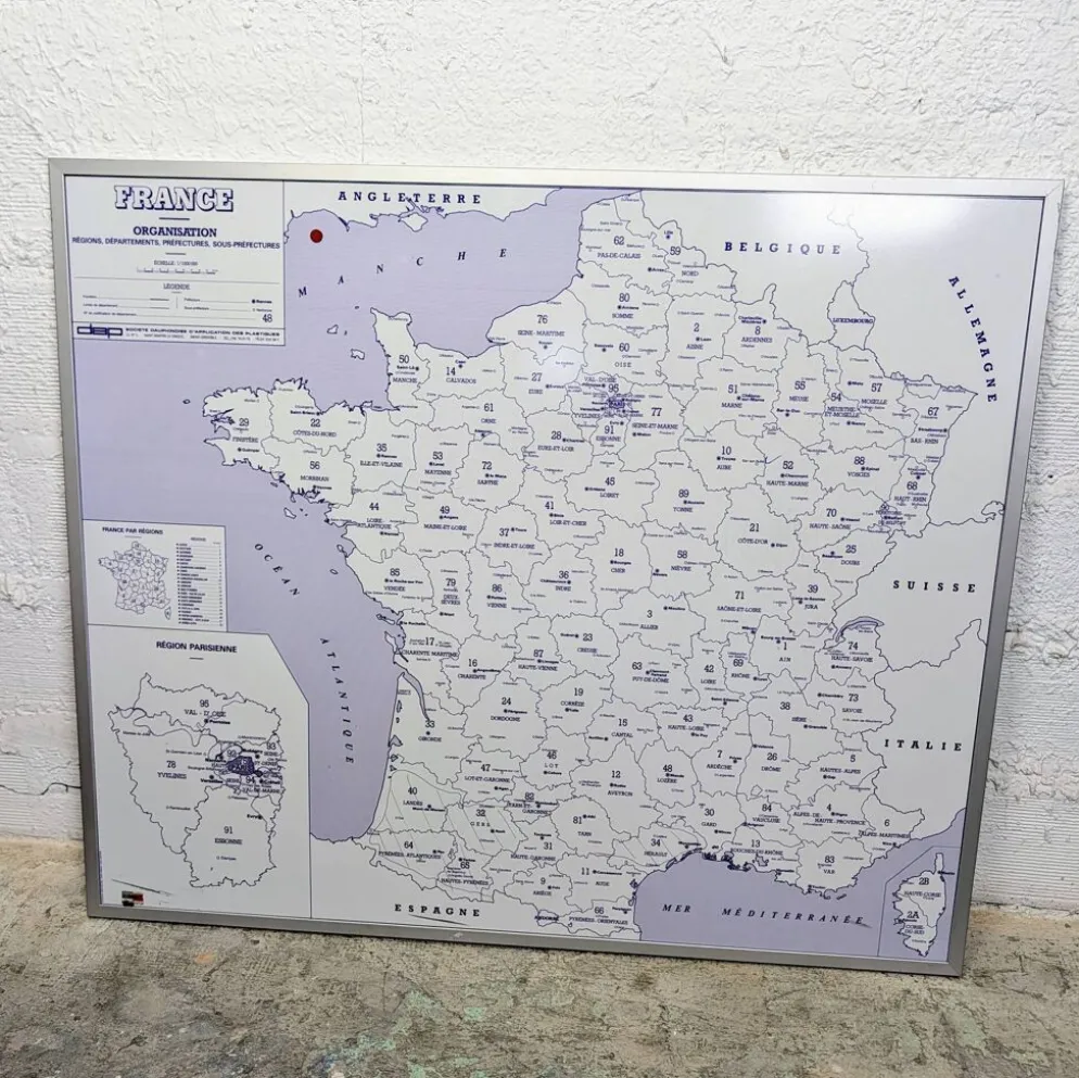 Carte de France administrative encadrée