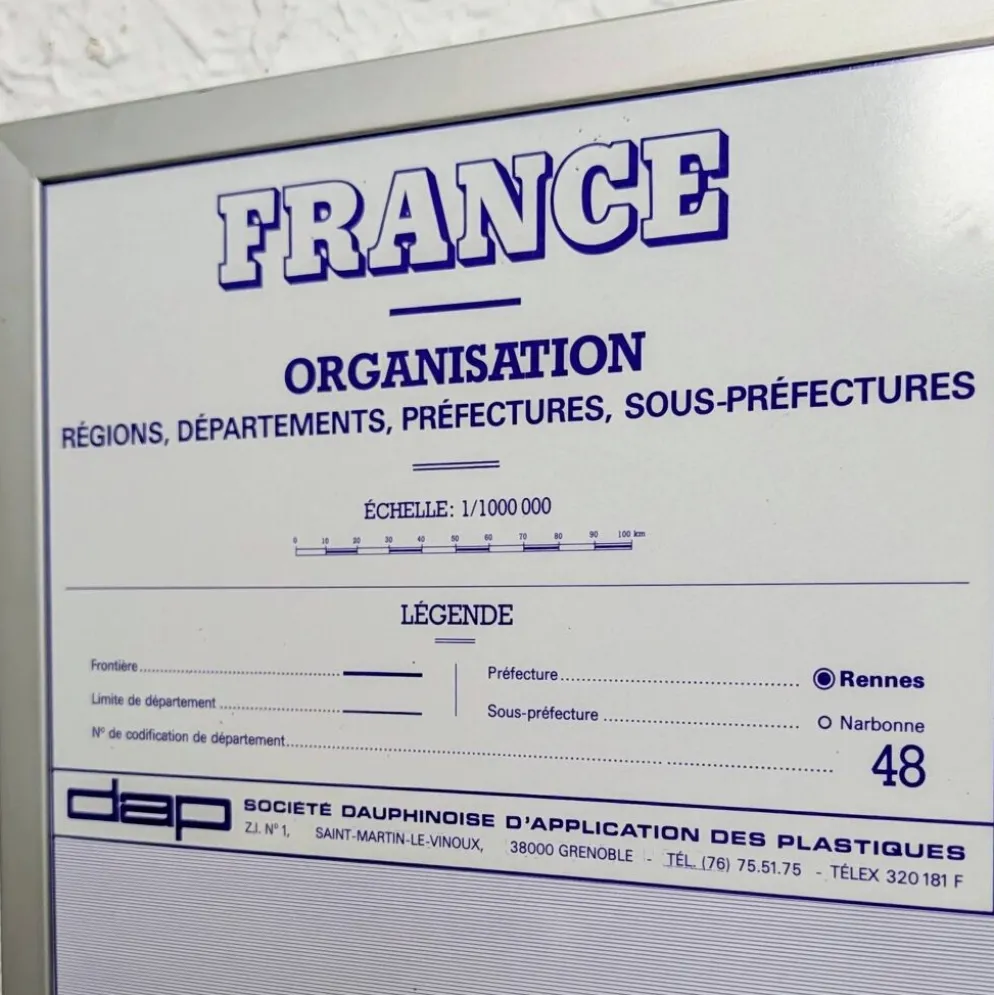 Carte de France administrative encadrée